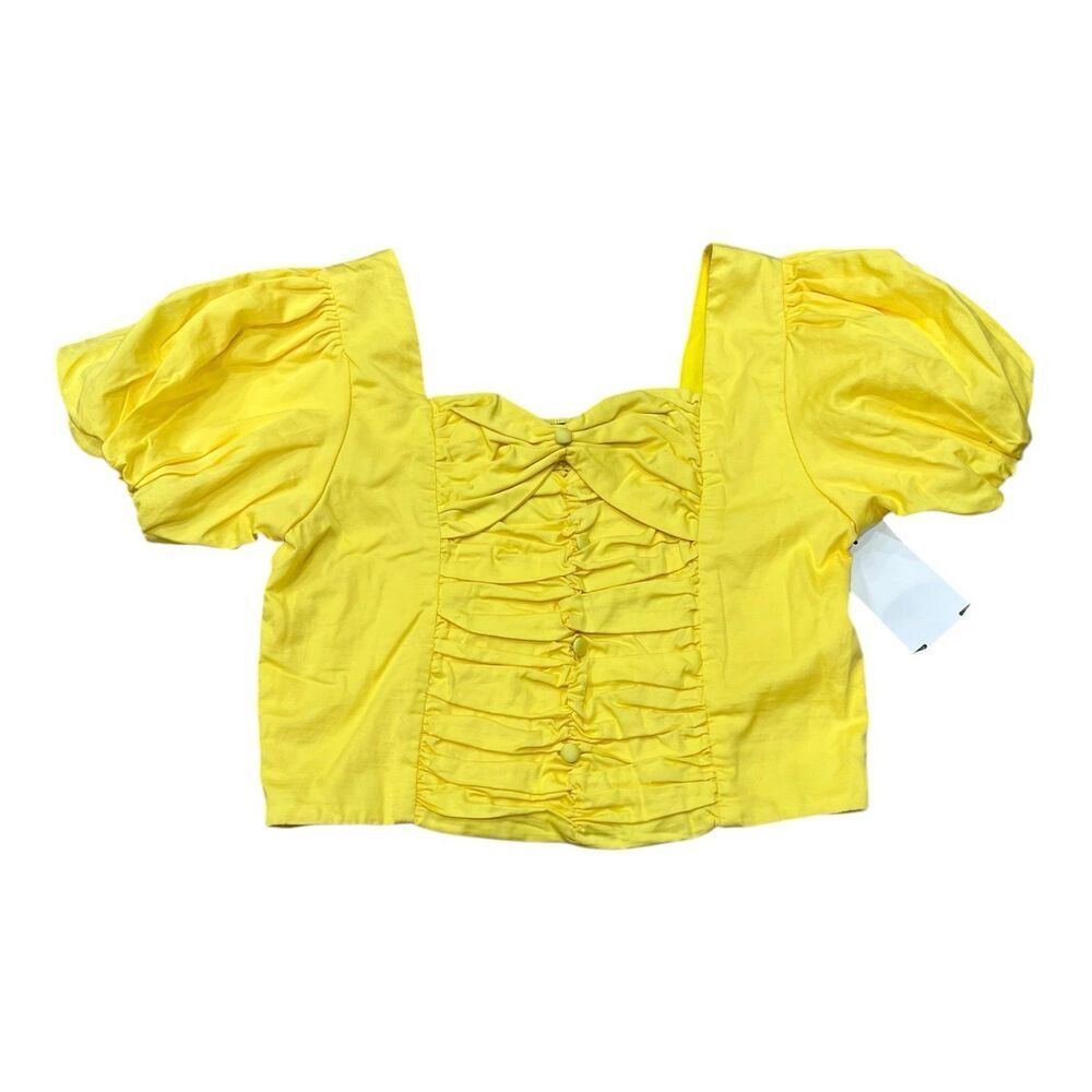 Truce Yellow Teen Smocked Cotton Crop Top 14